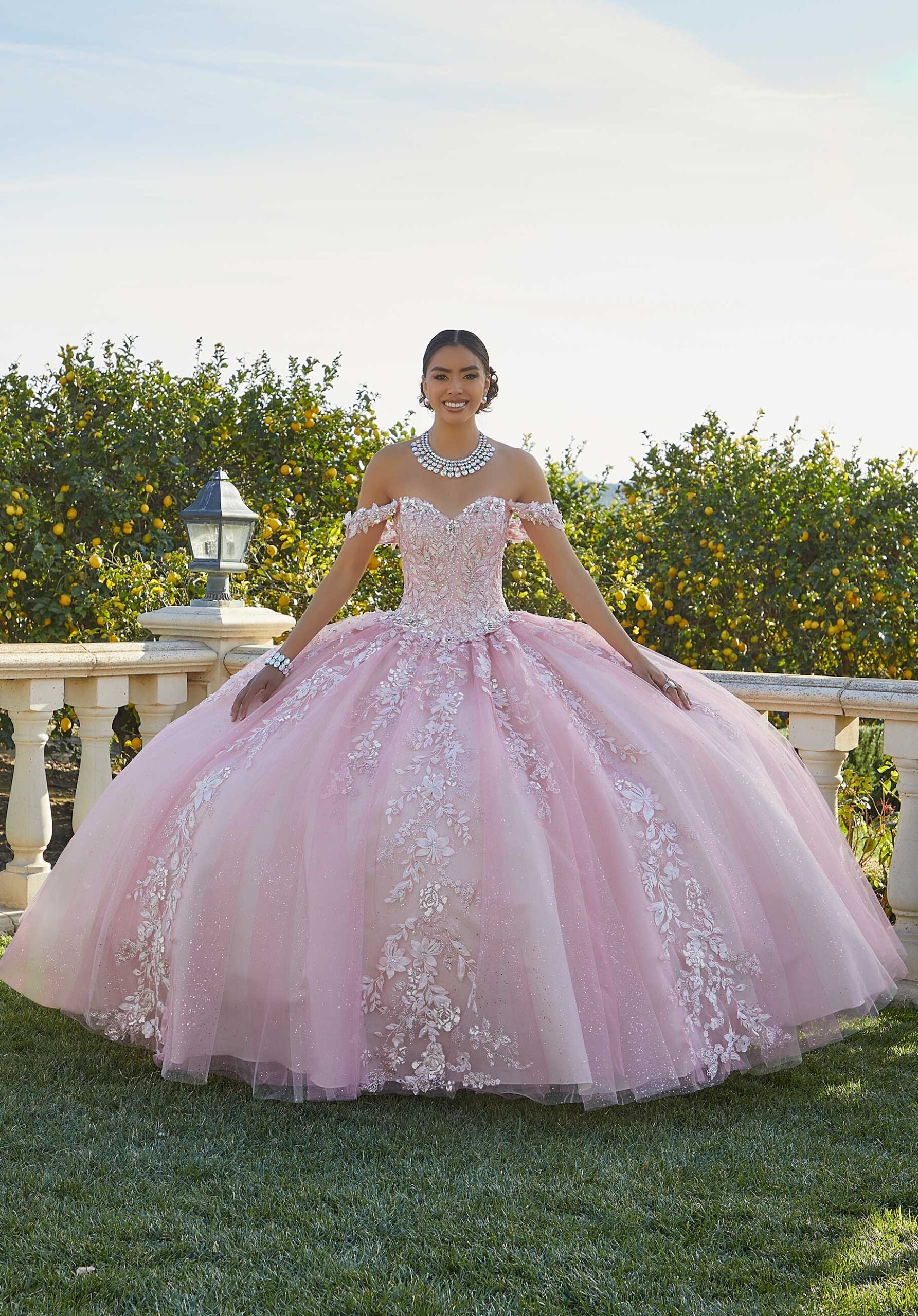 Glitter Embroidered Sparkle Tulle Quinceañera Dress