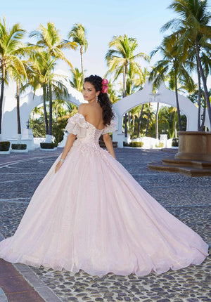 Rhinestone and Crystal Beaded Embroidered Quinceañera Dress
