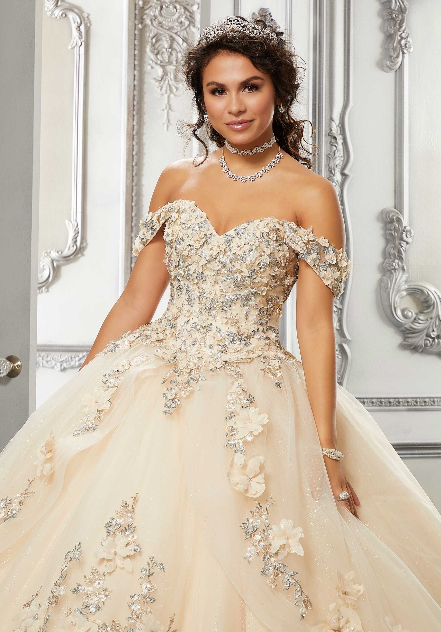 Princess Tulle Floral Quinceañera Dress