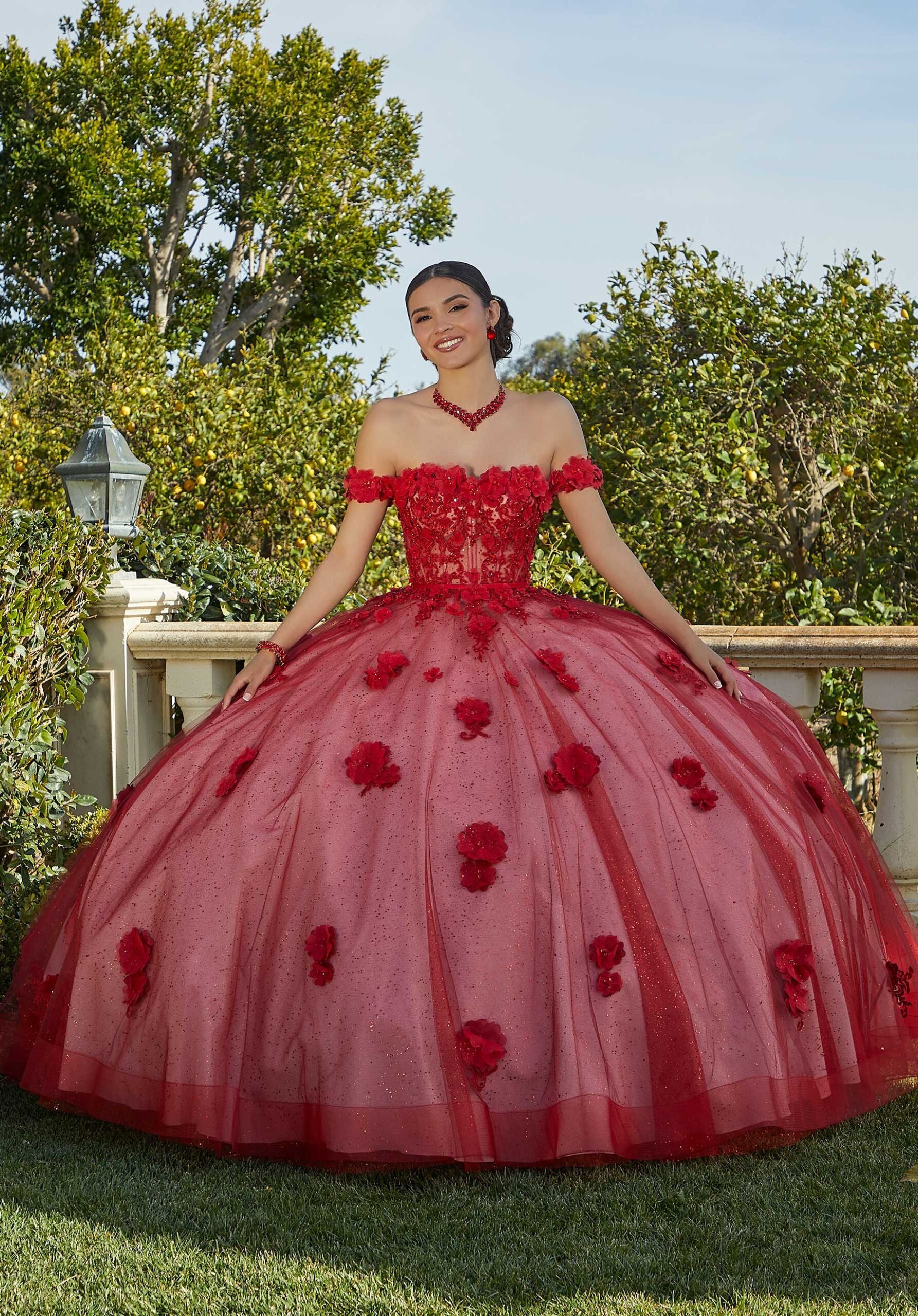 Sparkle Tulle and Floral Embroidered Quinceañera Dress