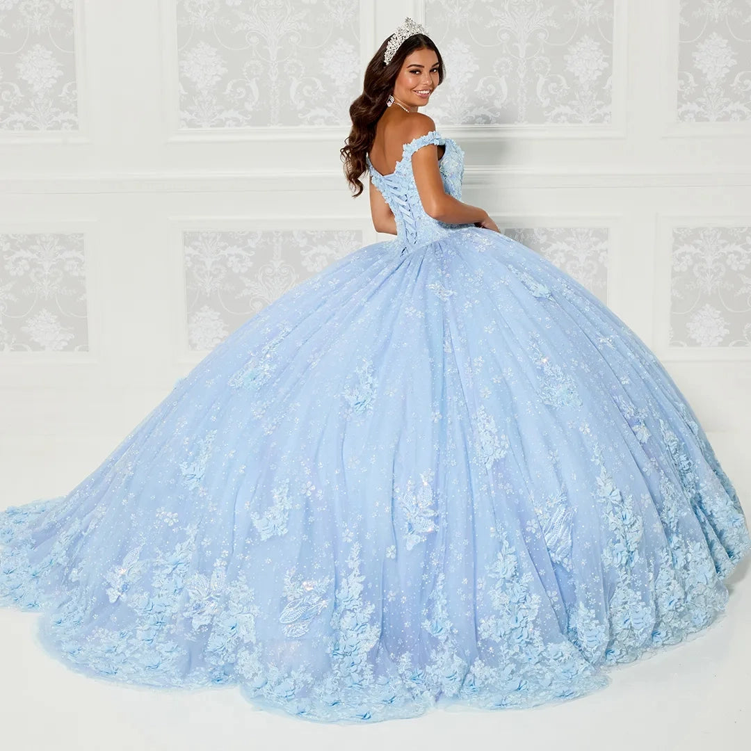 Three-dimensional Floral Patterned Quinceañera Dress