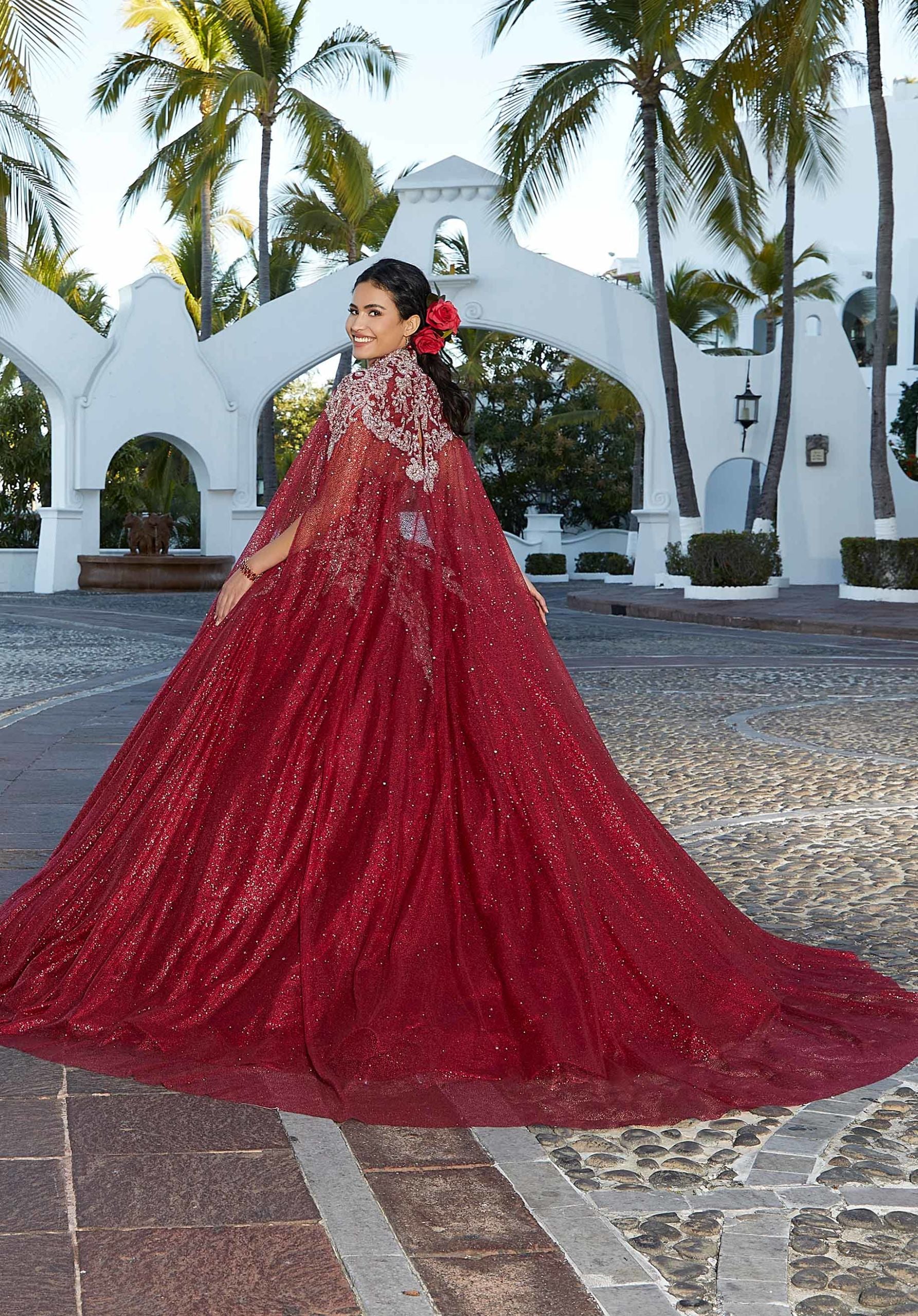 Glitter Embroidered Glitter Tulle Quinceañera Dress