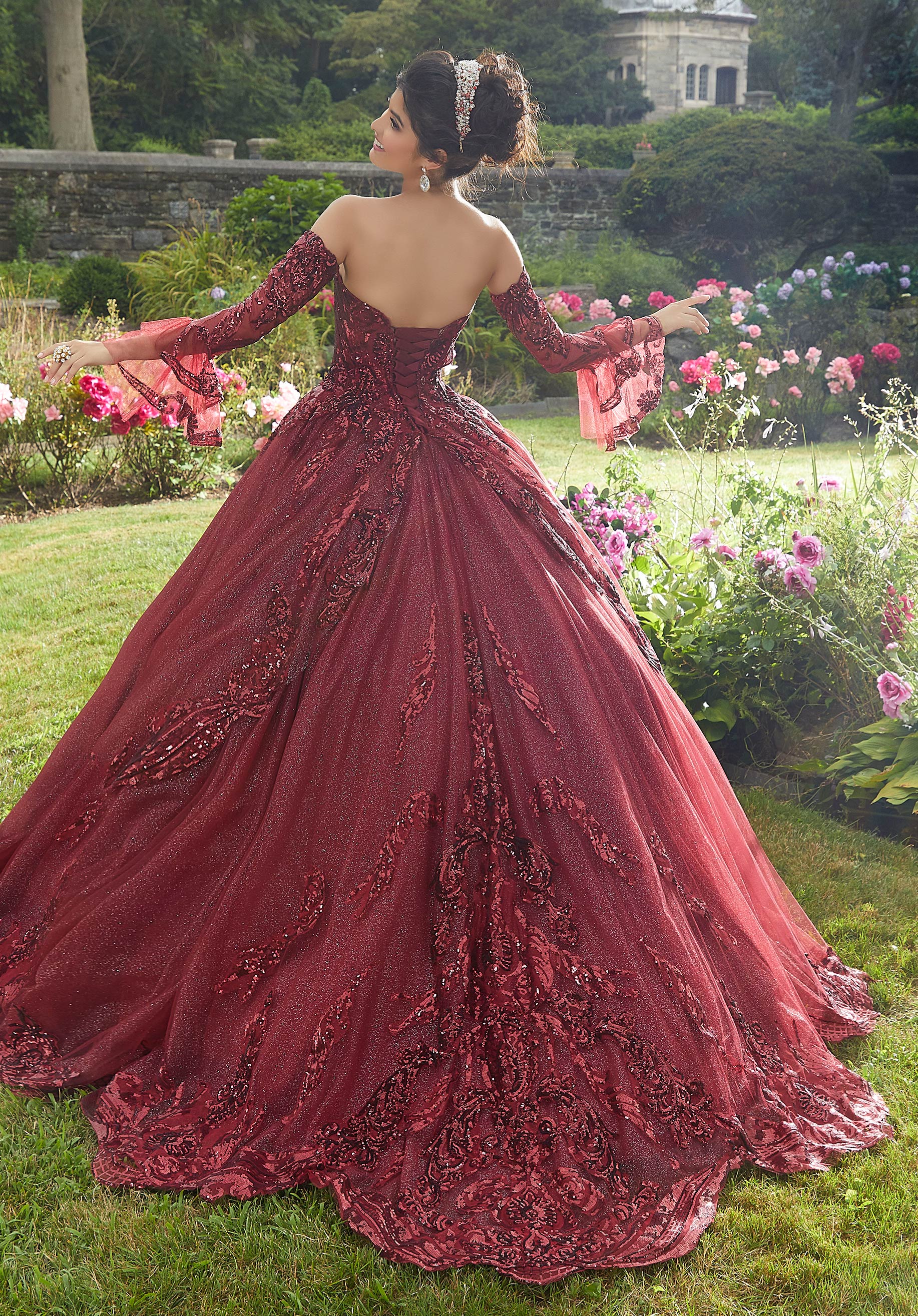 Pattern Sequin and Glitter Tulle Quinceañera Dress