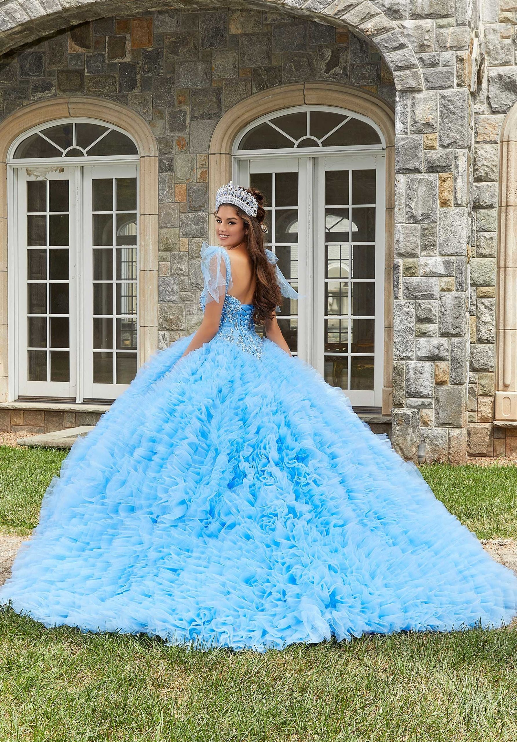 Crystal Beaded Ruffled Quinceañera Dress