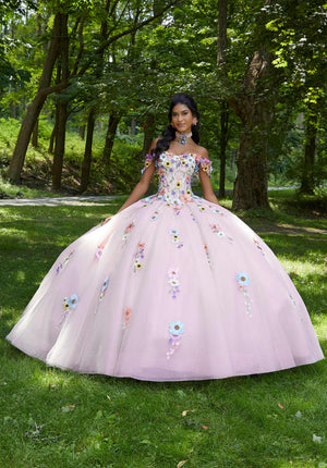 Multicolor Floral Embroidered Quinceañera Dress