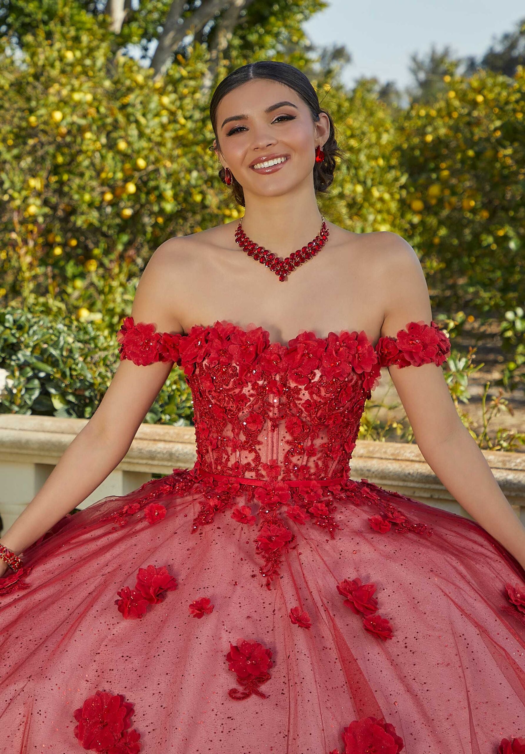 Sparkle Tulle and Floral Embroidered Quinceañera Dress