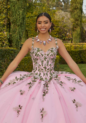 Crystal Beaded Contrasting Embroidered Quniceañera Dress