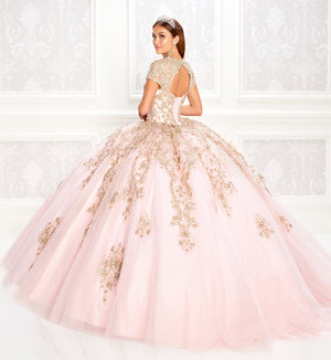 Regal pastel quinceanera dress with short sleeves