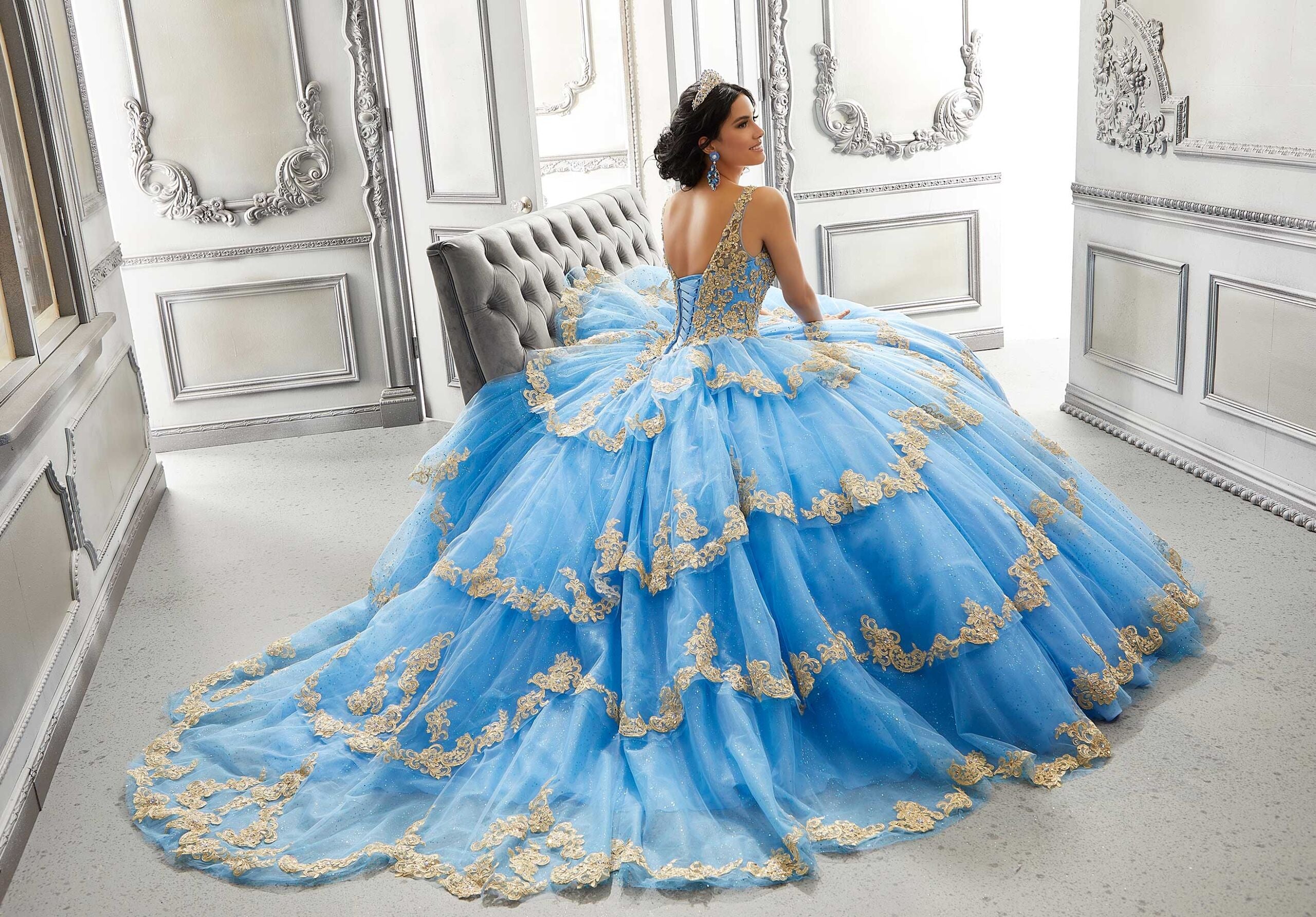 Contrasting Lace Applique Quinceañera Dress