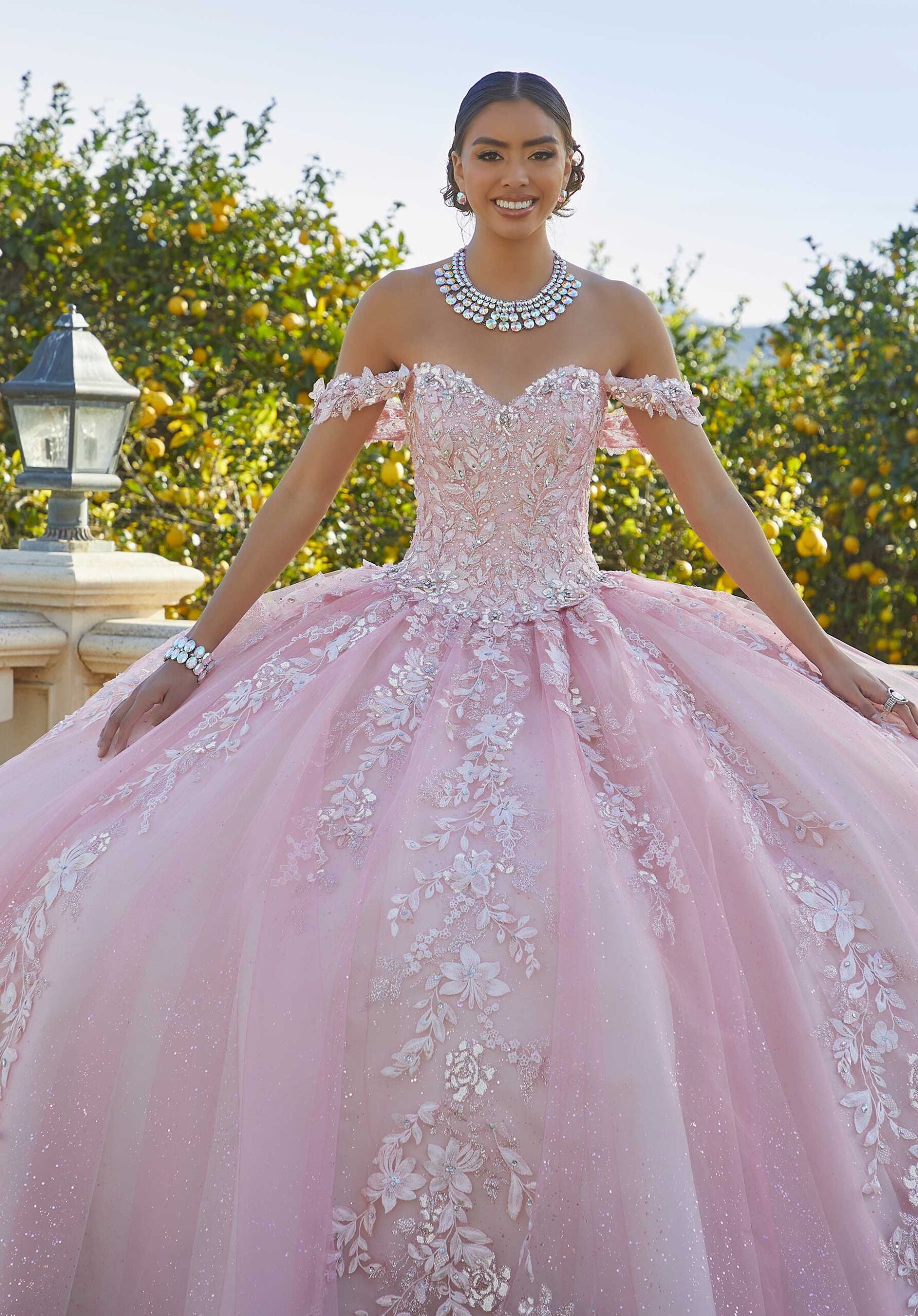 Glitter Embroidered Sparkle Tulle Quinceañera Dress