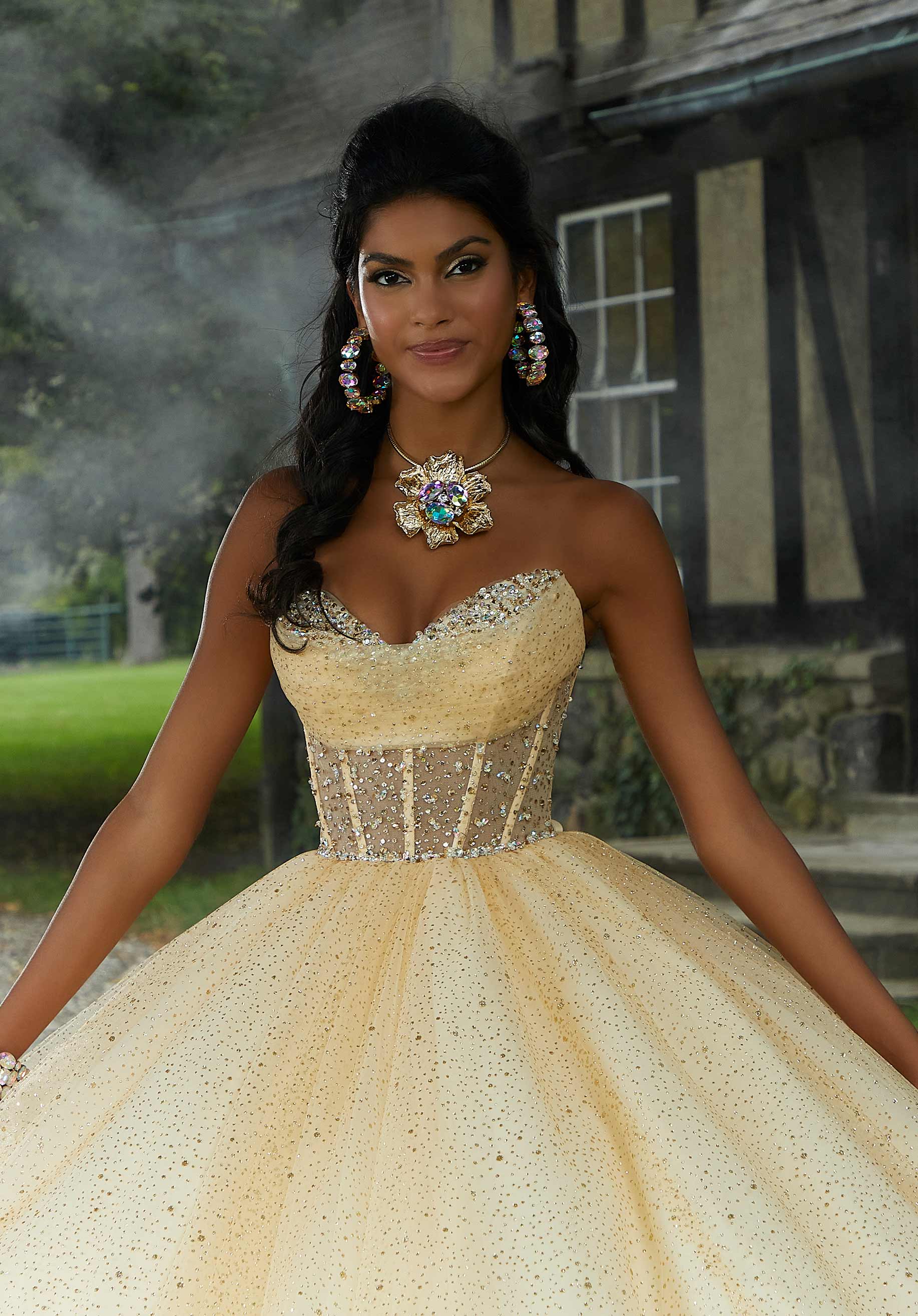 Sheer Corset Quinceaera Dress with Jeweled Beading Elegant Bride and Quinceanera Sheer Corset Quinceaera Dress with Jeweled Beading Elegant Bride and Quinceanera