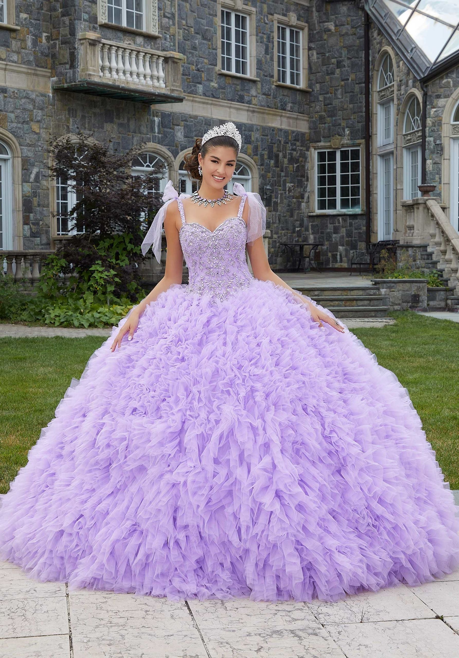 Crystal Beaded Ruffled Quinceañera Dress