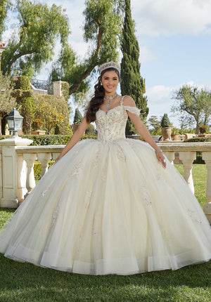 Chantilly Lace and Sparkle Tulle Quinceañera Dress