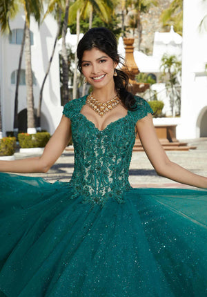 Flounced Sparkle Tulle Quinceañera Dress