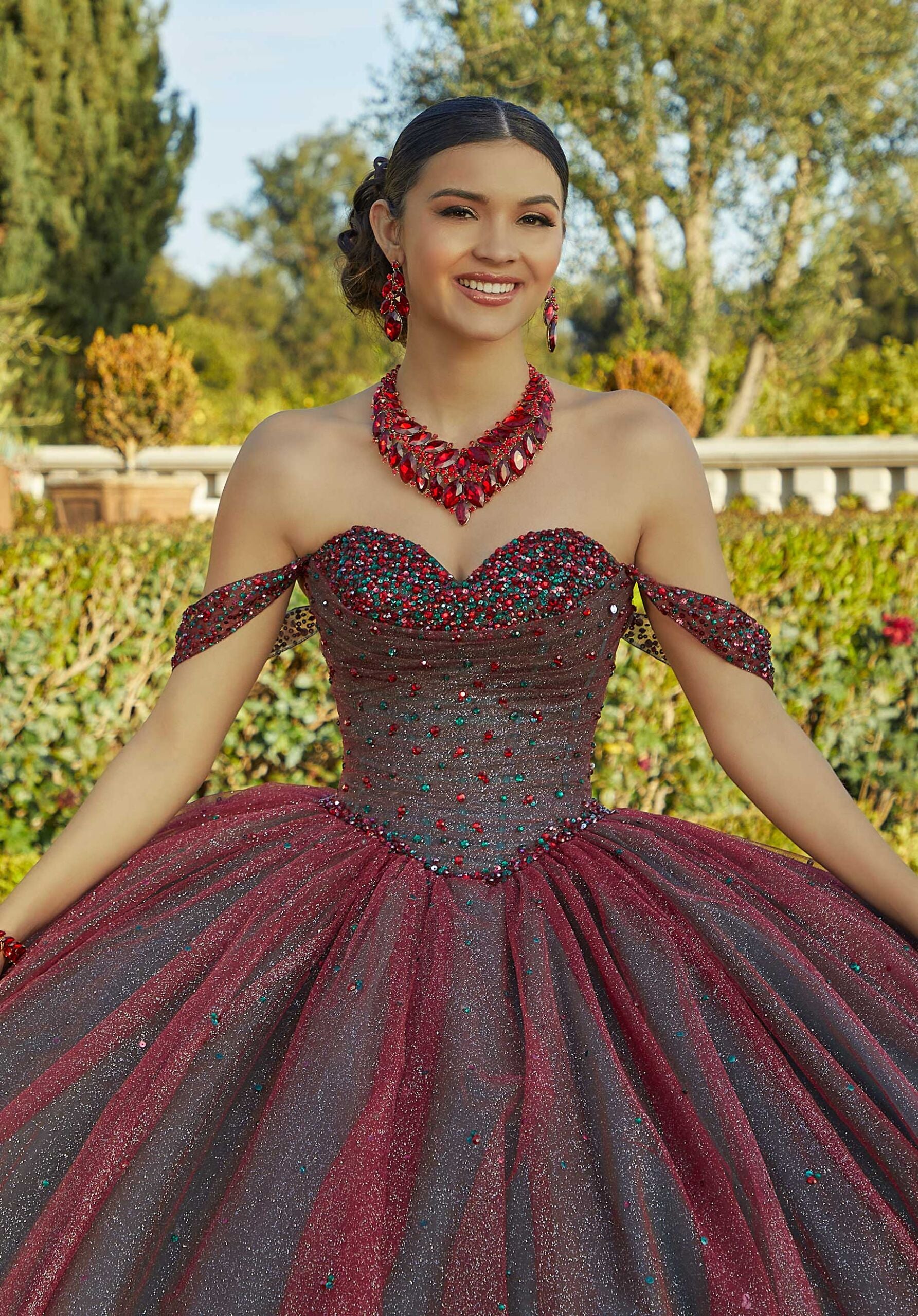 Allover Glitter and Jewel Beaded Quinceañera Dress