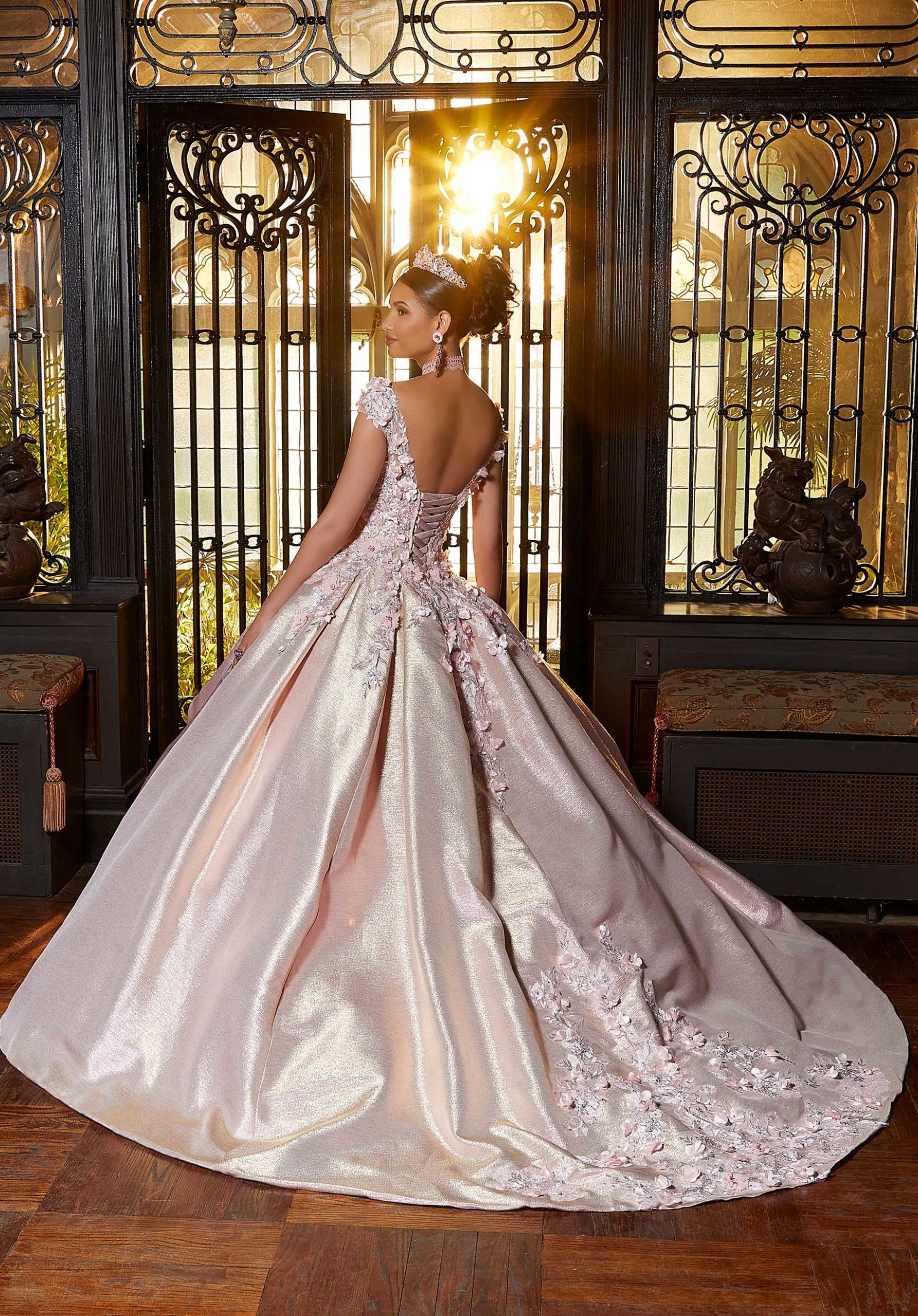 Iridescent Crystal Beaded Quinceaera Dress Elegant Bride and Quinceanera Iridescent Crystal Beaded Quinceaera Dress Elegant Bride and Quinceanera