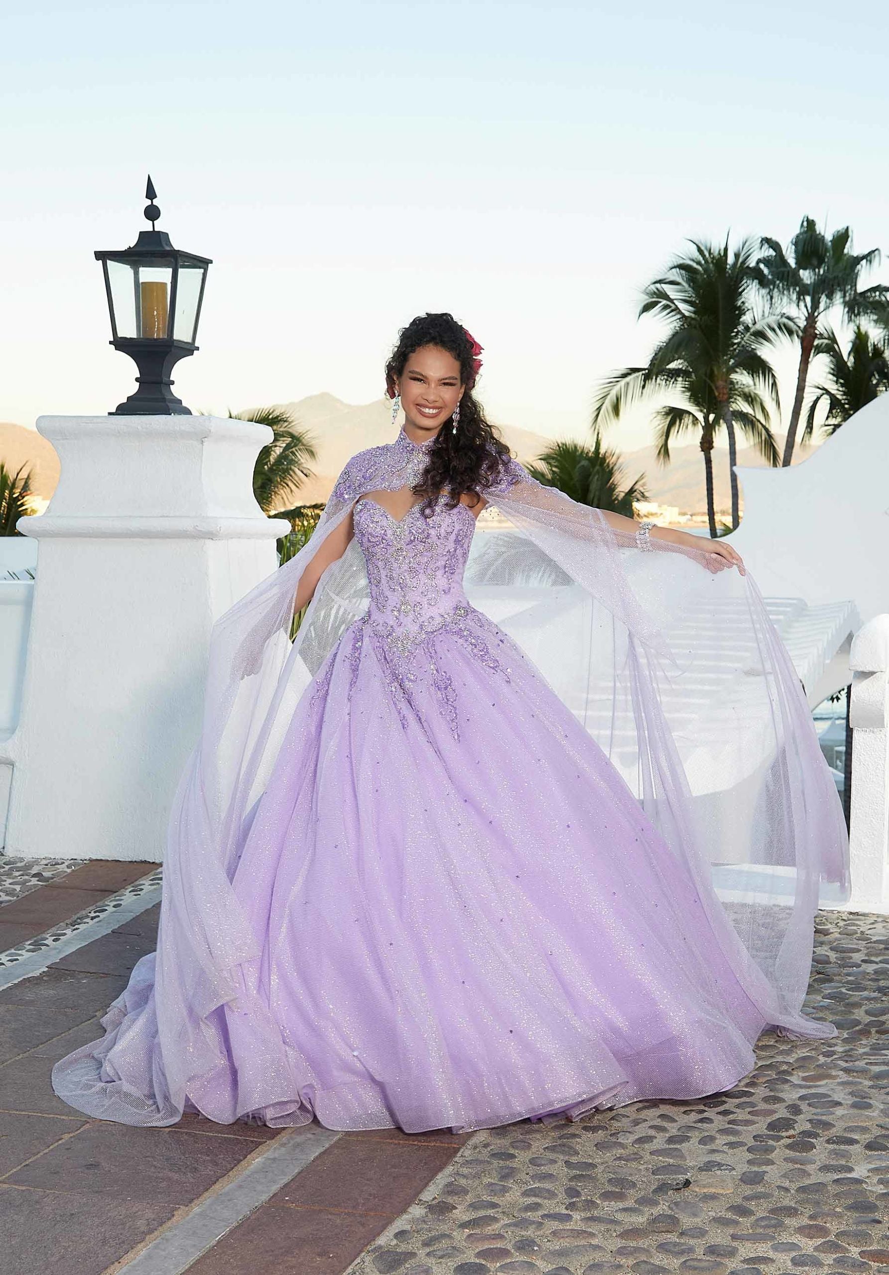 Glitter Embroidered Glitter Tulle Quinceañera Dress