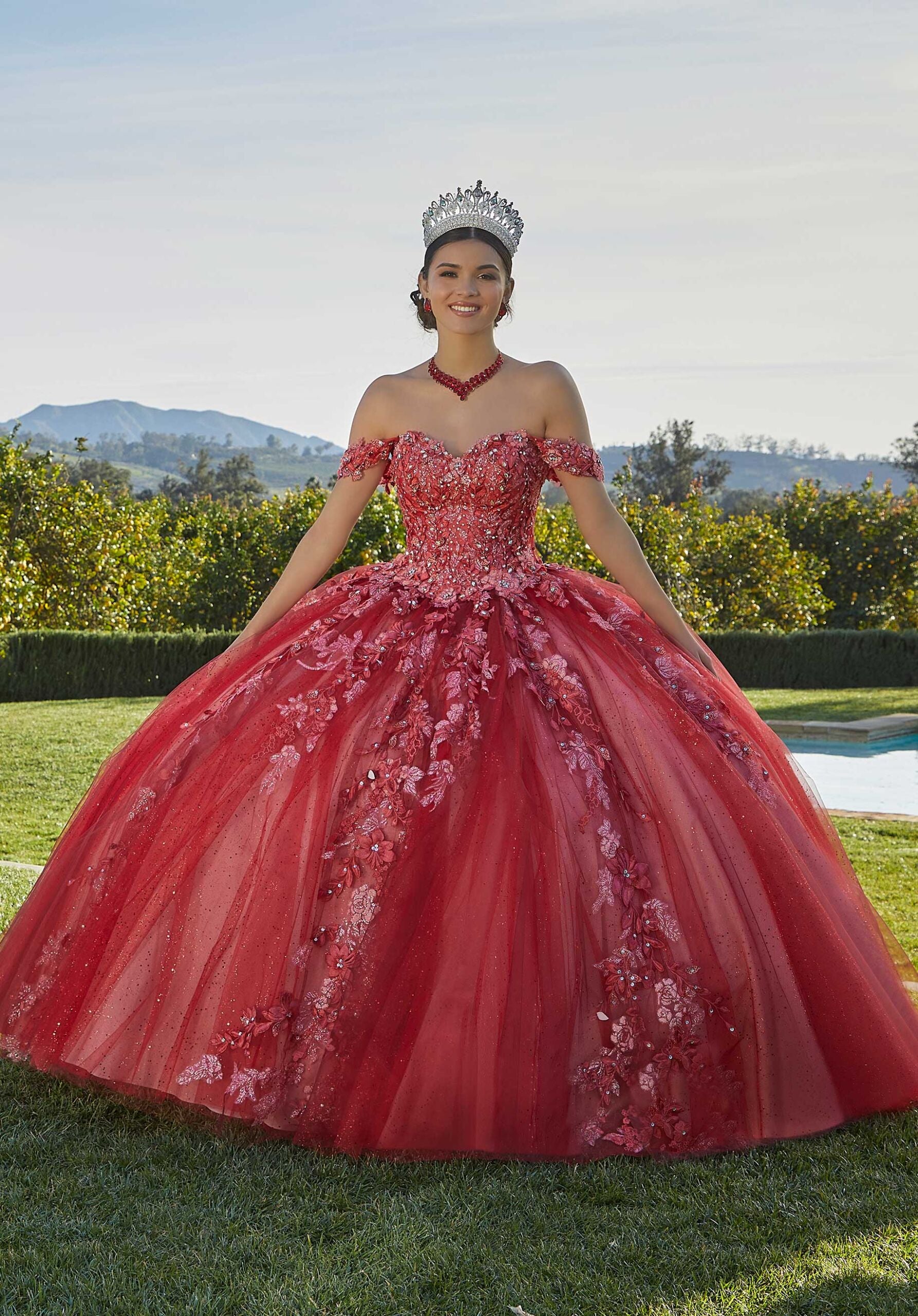 Glitter Embroidered Sparkle Tulle Quinceañera Dress