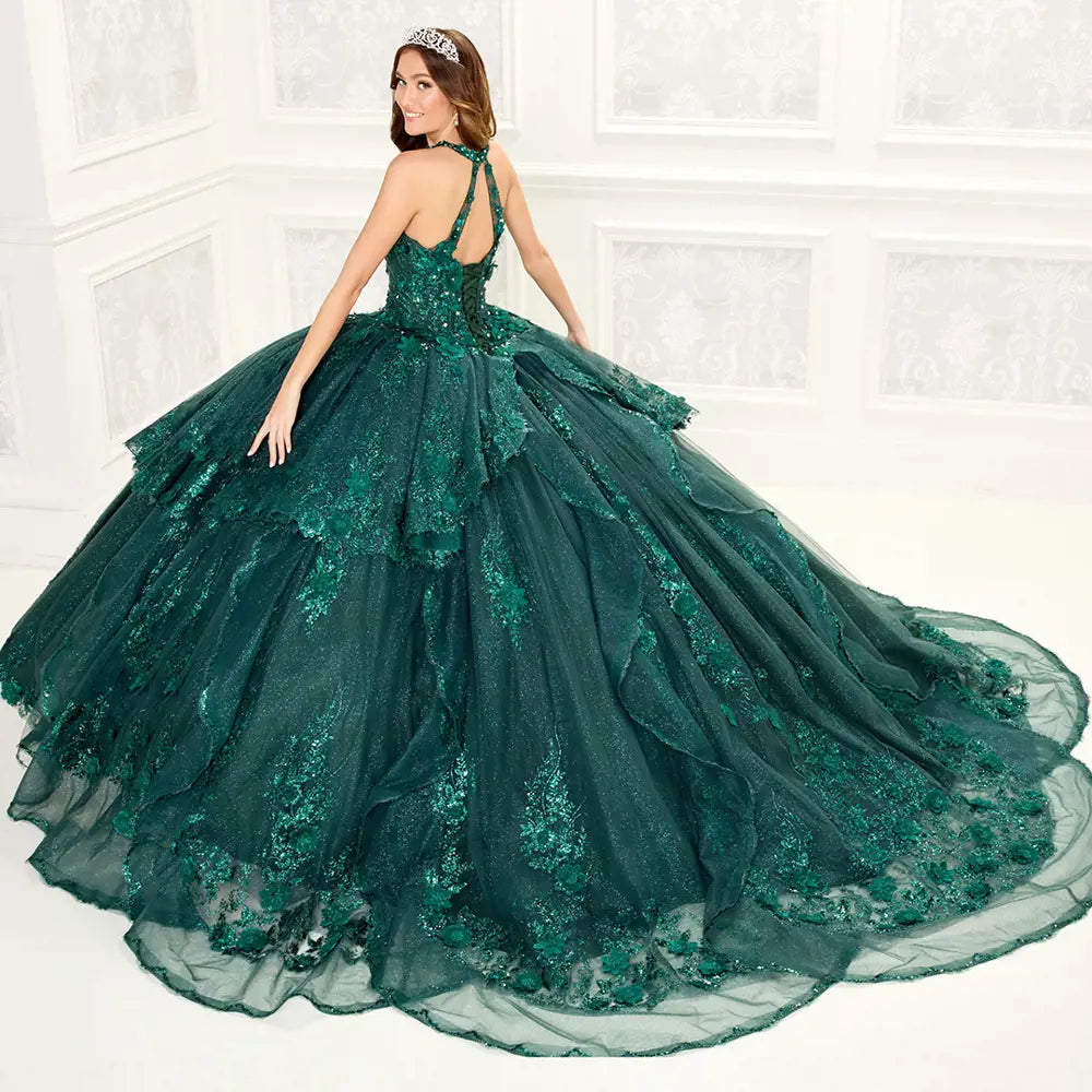 Three-Dimensional Floral Embroidered Quinceañera Dress