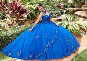 Three-Dimensional Floral Embroidered Quinceañera Dress