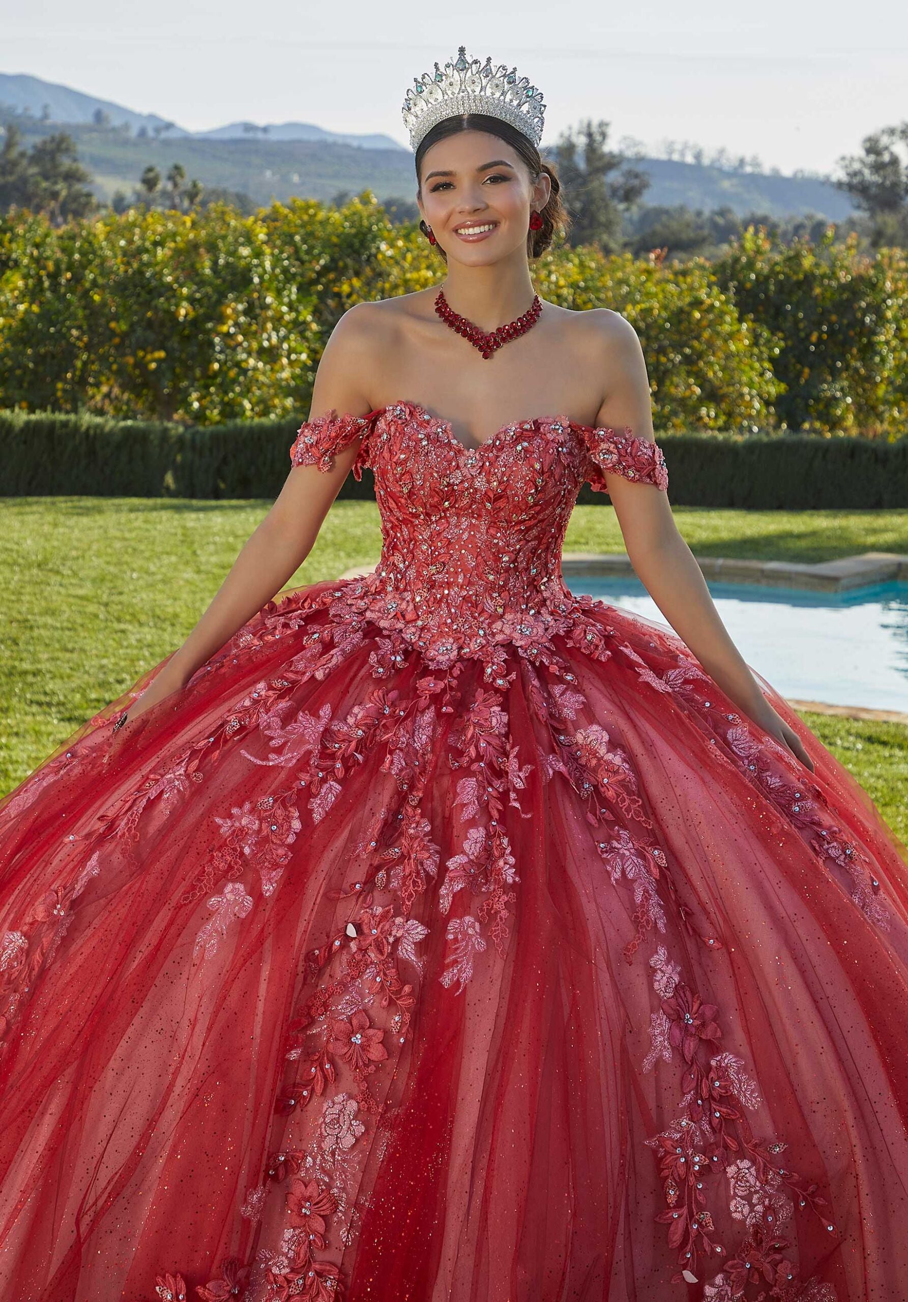 Glitter Embroidered Sparkle Tulle Quinceañera Dress