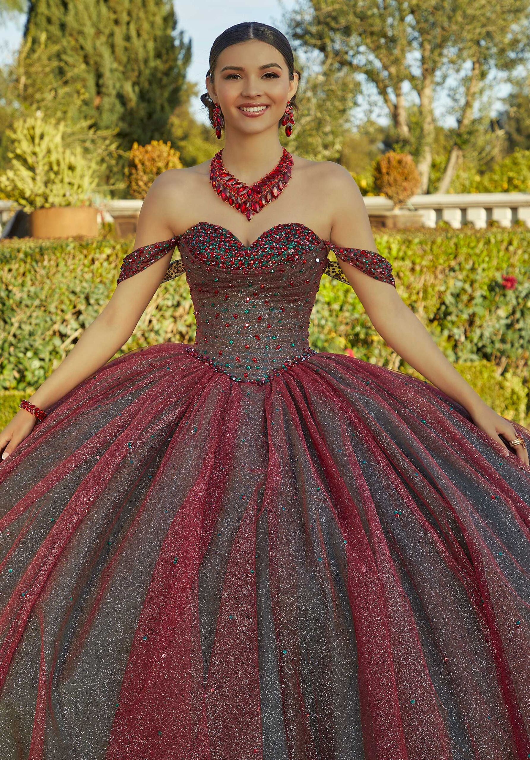 Allover Glitter and Jewel Beaded Quinceañera Dress