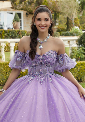 Three-Dimensional Floral Quinceañera Dress with Corset Bodice