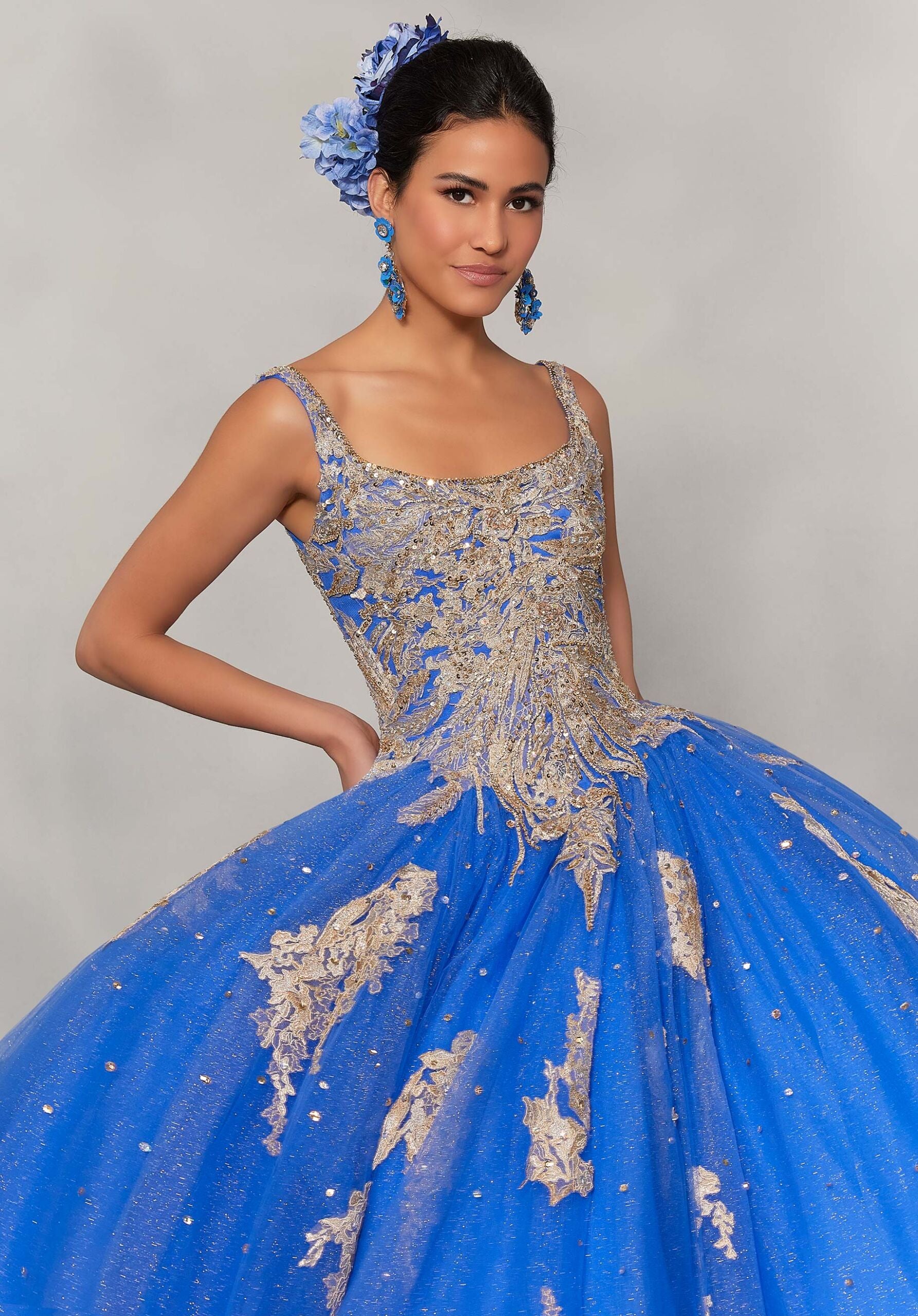 Metallic Lace Sparkle Tulle Quinceañera Dress