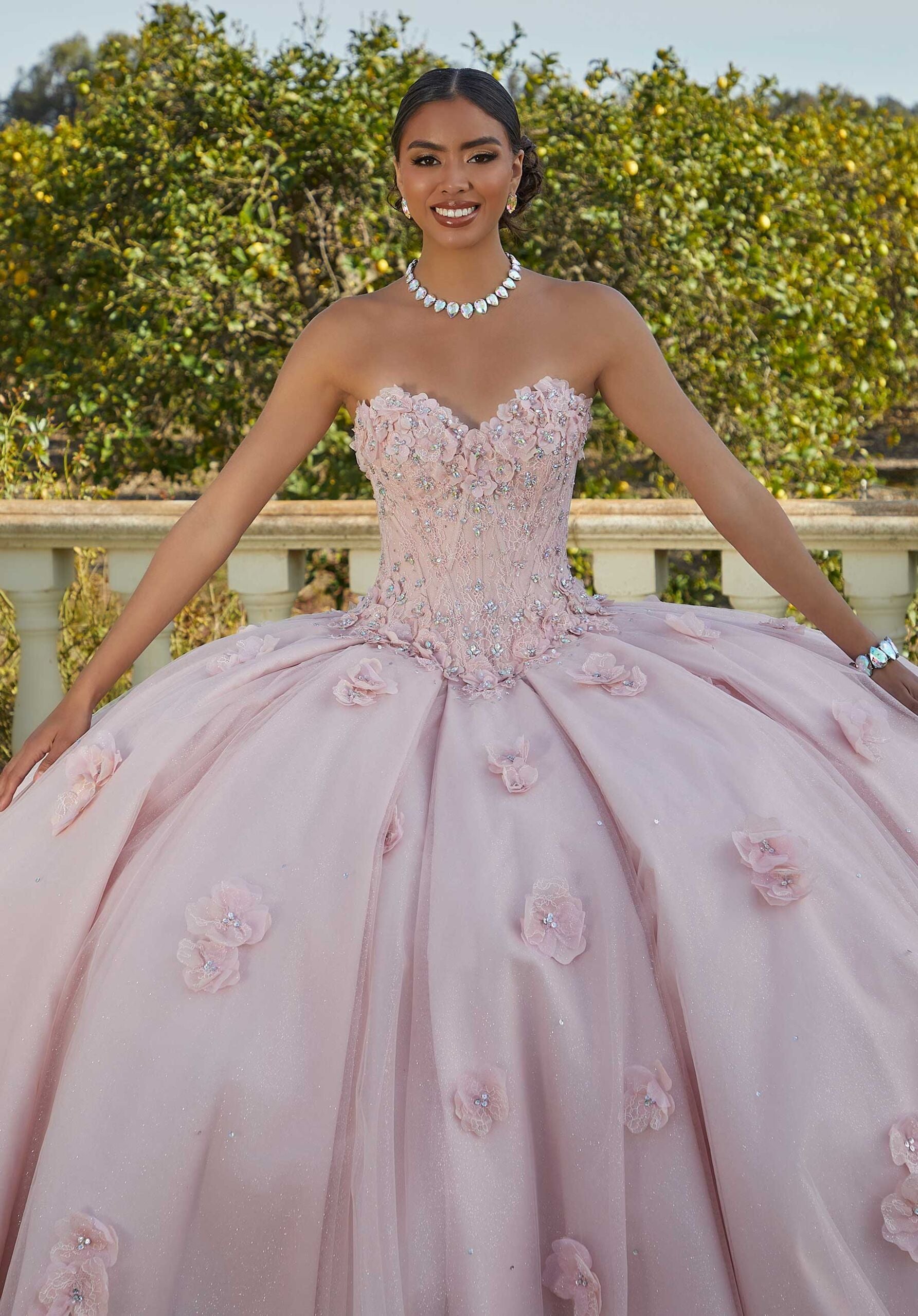 Chantilly Lace Quinceañera Dress with Floral Appliqués