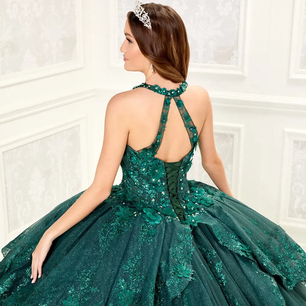 Three-Dimensional Floral Embroidered Quinceañera Dress