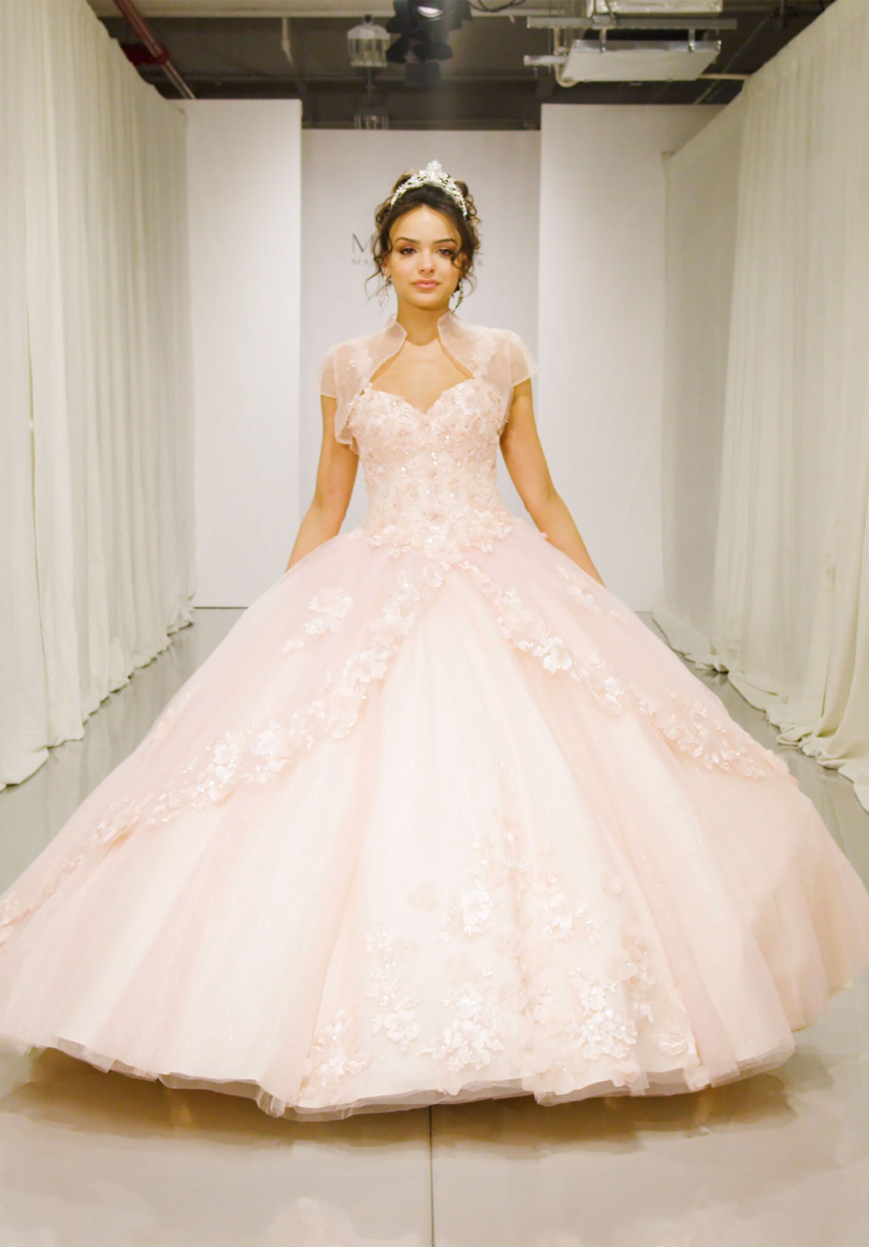 Three-Dimensional Floral Embroidered Quinceañera Dress