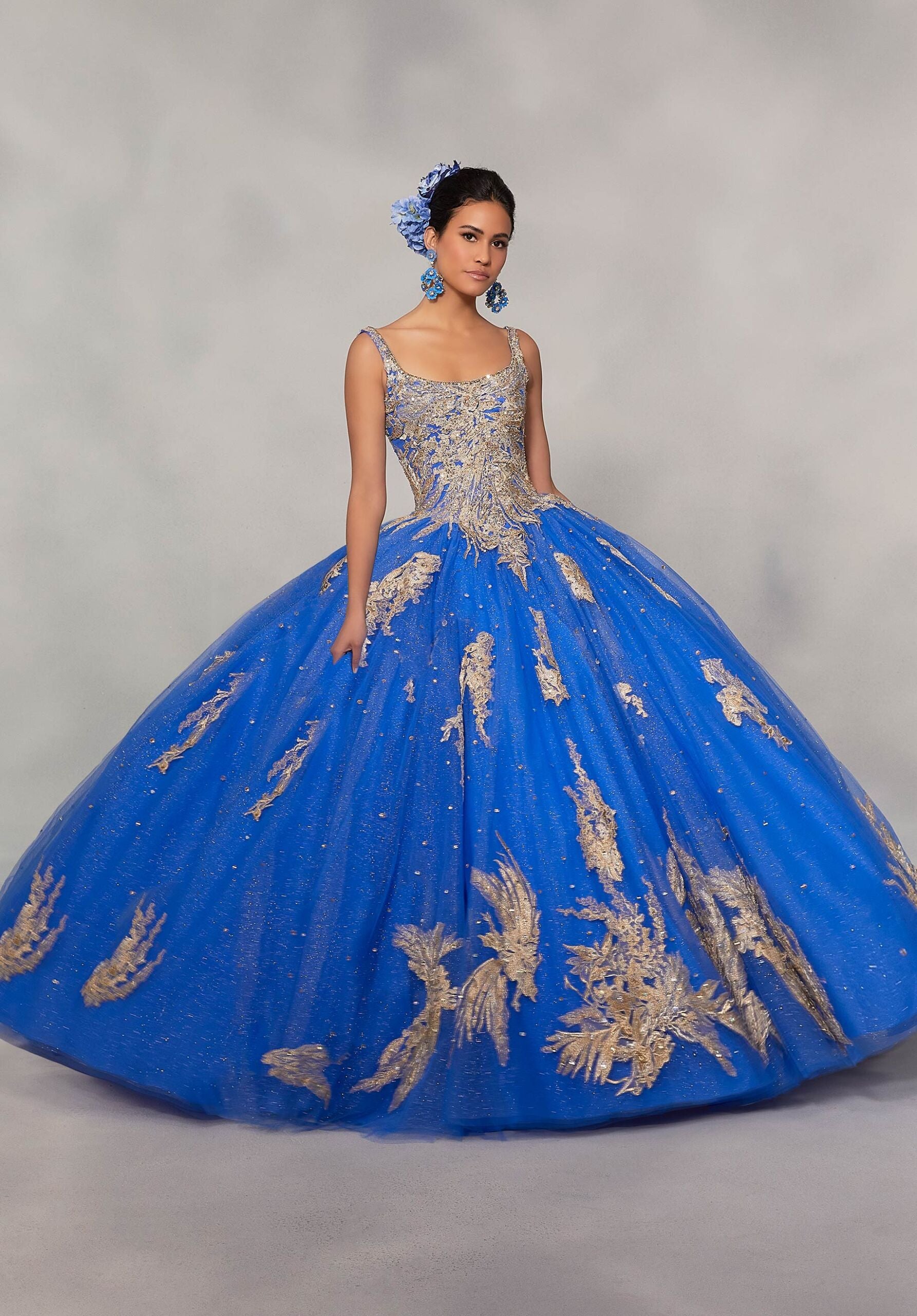 Metallic Lace Sparkle Tulle Quinceañera Dress