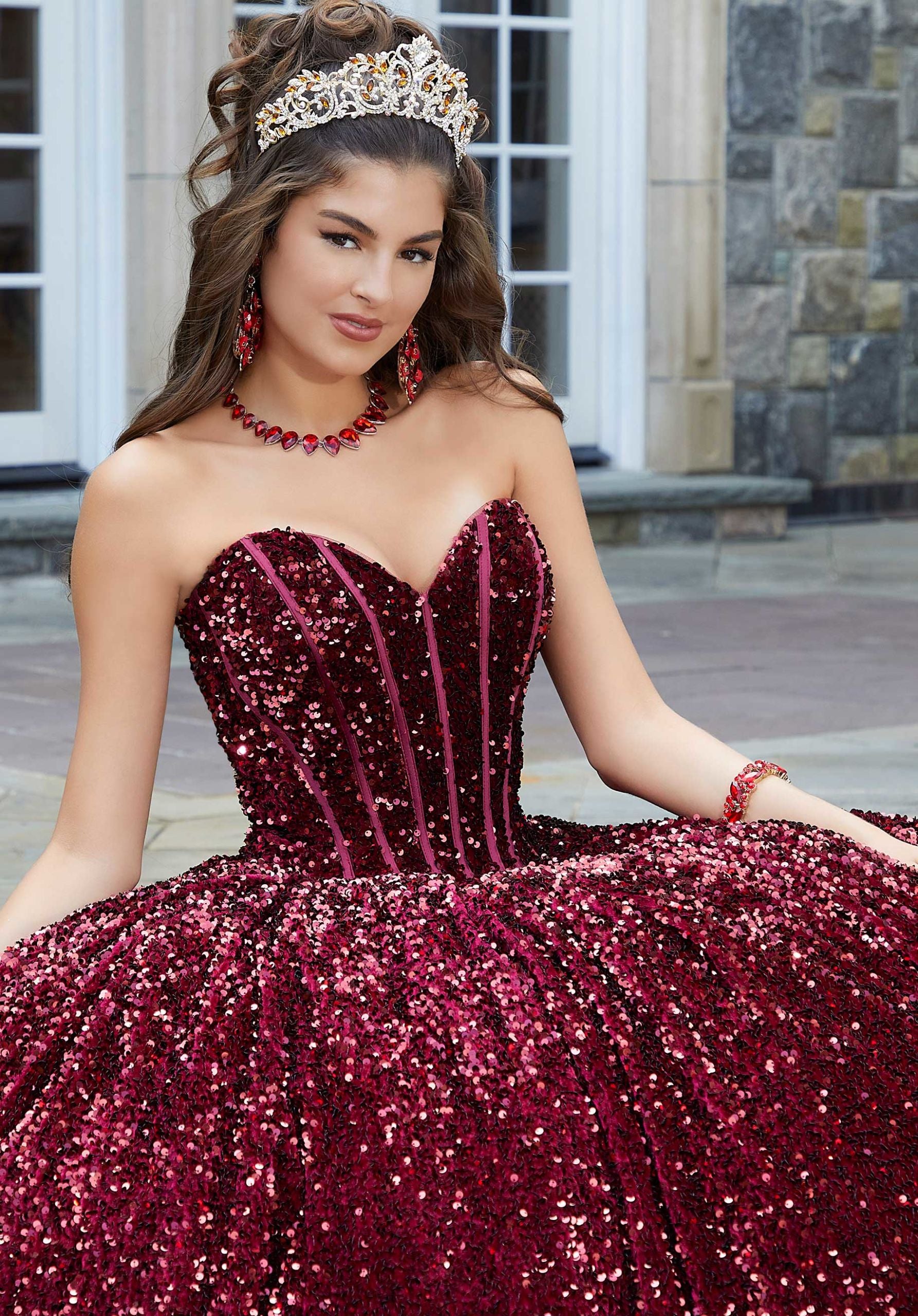 Allover Sequin Corset Quinceañera Dress