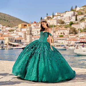 Ethereal light-up quinceanera dress with 3D flowers