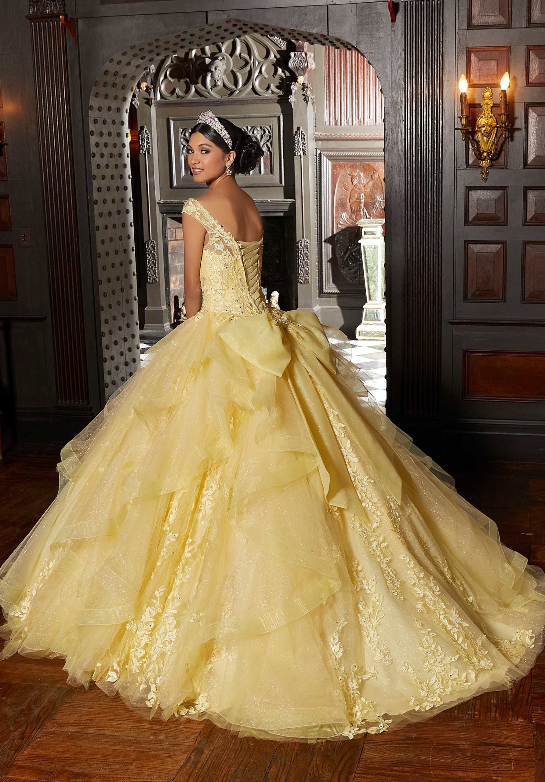 Flounced Tulle Quinceañera Dress